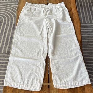 GAP White Linen Wide-Leg Pants